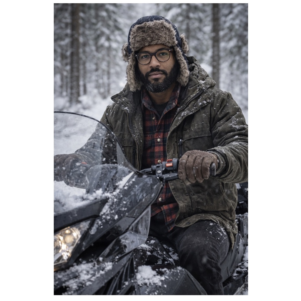 Unisex Black Fur Trimmed Trapper Hat